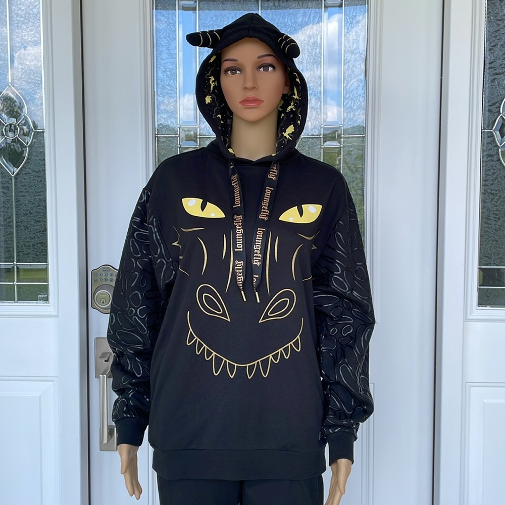 Loungefly Black Dragon Hoodie BAM Rare Exclusive Fourth Wing Black Onyx - UNISEX